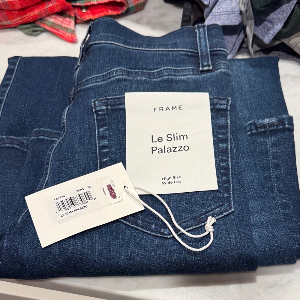 Frame Denim Le Slim Palazzo High Rise Jeans - Dark Blue